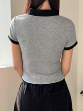 DAZY Contrast Trim Ribbed Knit Tee